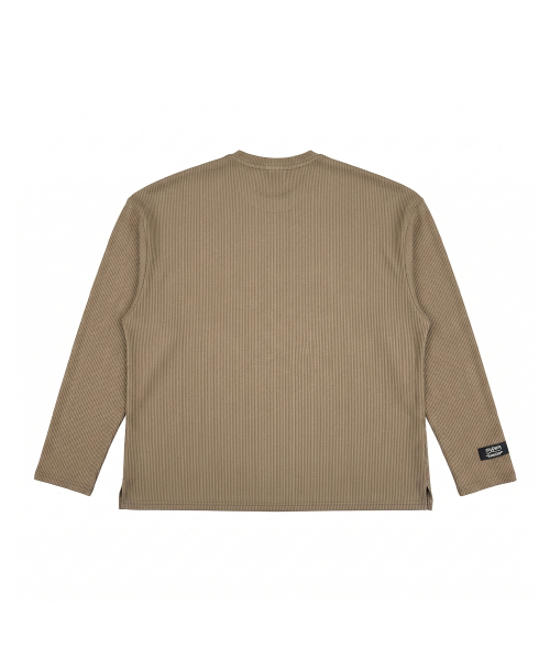 PHERMENON(フェルメノン)の「ルーズフィットリブロングスリーブ - ブラウン(Tシャツ/カットソー・メンズ・ブラウン・1/2/3)」の6枚目の写真