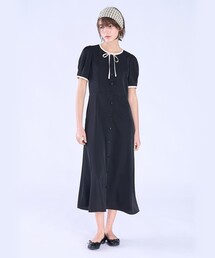 To b. by agnes b. | WEB限定 ポリエステル バイカラー 半袖 ワンピース(ワンピース)