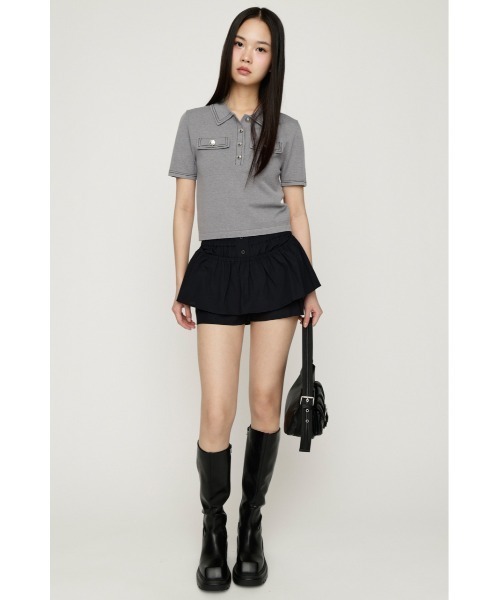 SLY(スライ)の「CHECK LAYERED S/PT チェックレイヤードショートパンツ 春服 夏服(スラックス・レディース・マルチ/ブラック・1/0)」の4枚目の写真