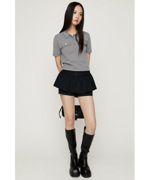 SLY(スライ)の「CHECK LAYERED S/PT チェックレイヤードショートパンツ 春服 夏服(スラックス・レディース・マルチ/ブラック・1/0)」の5枚目の写真