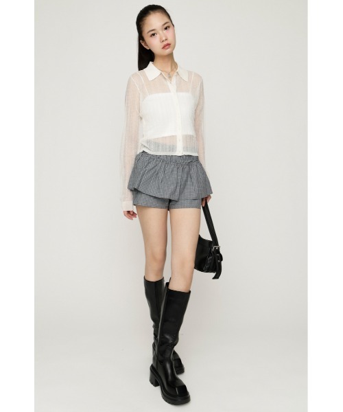 SLY(スライ)の「CHECK LAYERED S/PT チェックレイヤードショートパンツ 春服 夏服(スラックス・レディース・マルチ/ブラック・1/0)」の8枚目の写真