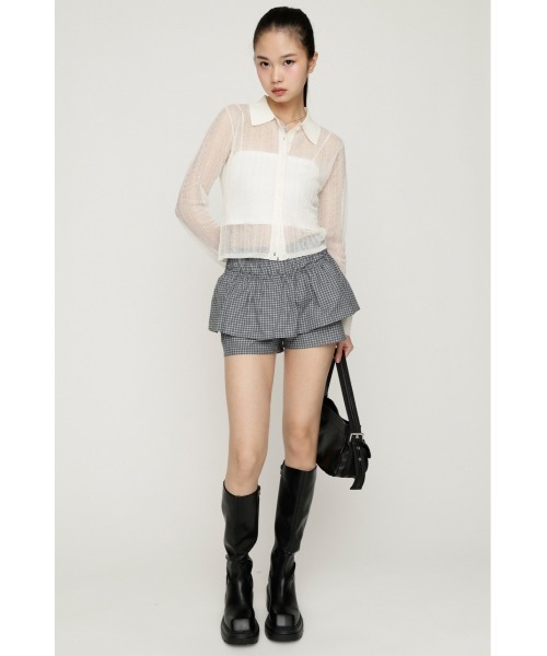 SLY(スライ)の「CHECK LAYERED S/PT チェックレイヤードショートパンツ 春服 夏服(スラックス・レディース・マルチ/ブラック・1/0)」の9枚目の写真