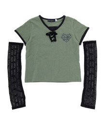 nexchic（ネクシック）の「レースアップTシャツ＆レースアームカバーセット(110~150cm)（Tシャツ/カットソー）」