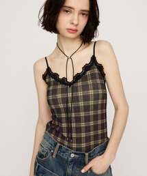 SLY（スライ）の「LIMITED ITEM　CHECK PRINT LACE CAMI チェックプリントレースキャミ 春服 夏服（キャミソール）」