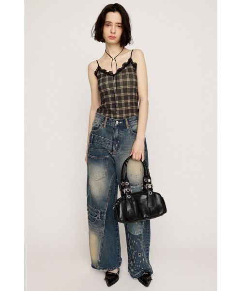 SLY(スライ)の「LIMITED ITEM CHECK PRINT LACE CAMI チェックプリントレースキャミ 春服 夏服(キャミソール・レディース・ベージュ系その他/ブラック系その他2・FREE)」の4枚目の写真