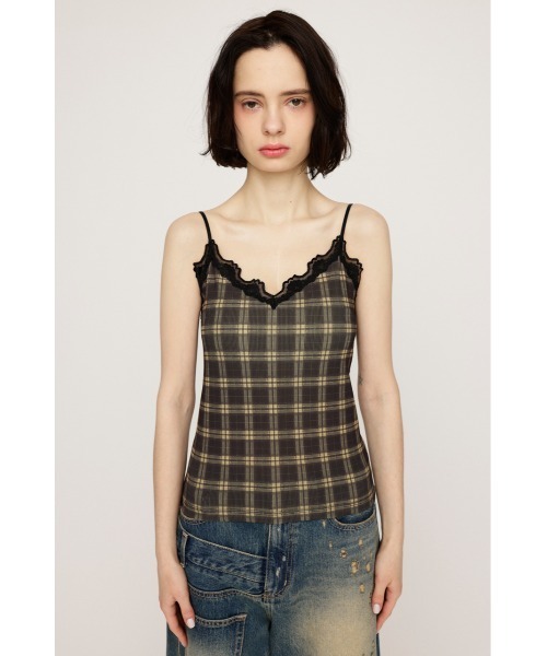 SLY(スライ)の「LIMITED ITEM CHECK PRINT LACE CAMI チェックプリントレースキャミ 春服 夏服(キャミソール・レディース・ベージュ系その他/ブラック系その他2・FREE)」の5枚目の写真