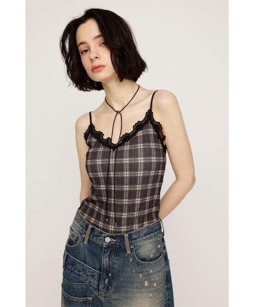 SLY(スライ)の「LIMITED ITEM CHECK PRINT LACE CAMI チェックプリントレースキャミ 春服 夏服(キャミソール・レディース・ベージュ系その他/ブラック系その他2・FREE)」の7枚目の写真