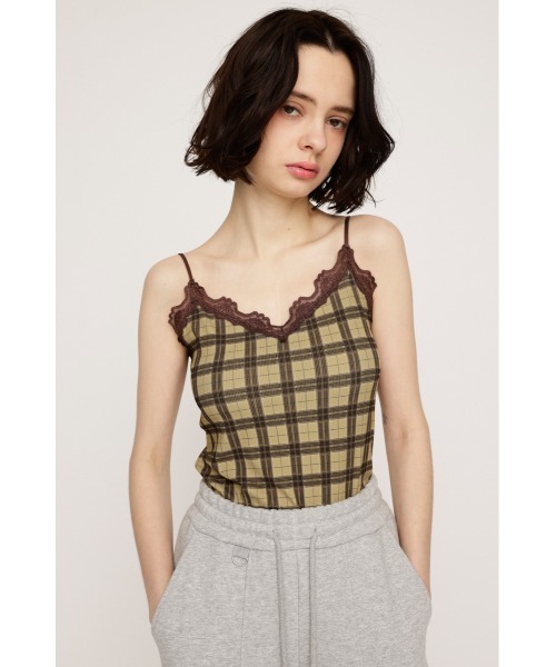 SLY(スライ)の「LIMITED ITEM CHECK PRINT LACE CAMI チェックプリントレースキャミ 春服 夏服(キャミソール・レディース・ベージュ系その他/ブラック系その他2・FREE)」の8枚目の写真