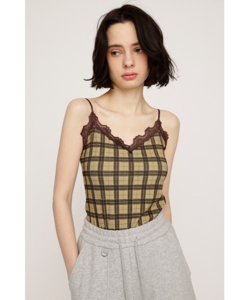 SLY(スライ)の「LIMITED ITEM CHECK PRINT LACE CAMI チェックプリントレースキャミ 春服 夏服(キャミソール・レディース・ベージュ系その他/ブラック系その他2・FREE)」の10枚目の写真