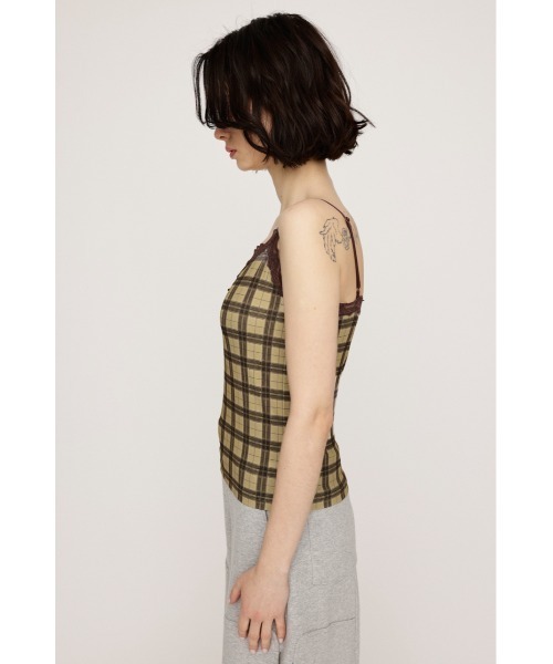 SLY(スライ)の「LIMITED ITEM CHECK PRINT LACE CAMI チェックプリントレースキャミ 春服 夏服(キャミソール・レディース・ベージュ系その他/ブラック系その他2・FREE)」の12枚目の写真