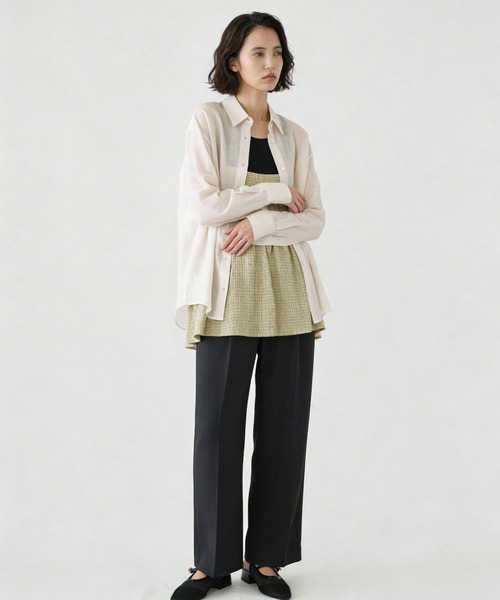GLOBAL WORK(グローバルワーク)の「ウツクシDRYワイドストレートパンツ/636547(その他パンツ・レディース・チャコールグレー/グレイッシュベージュ/ブラック/ダークブルー/ダークブラウン・S-Long/XX-LARGE/L-Long/LARGE/X-SMALL/MEDIUM/SMALL/M-Long/X-LARGE/XL-Long)」の21枚目の写真