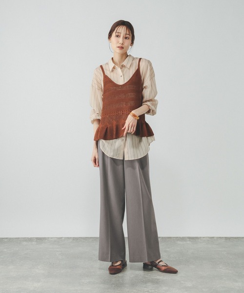 GLOBAL WORK(グローバルワーク)の「ウツクシDRYワイドストレートパンツ/636547(その他パンツ・レディース・チャコールグレー/グレイッシュベージュ/ブラック/ダークブルー/ダークブラウン・S-Long/XX-LARGE/L-Long/LARGE/X-SMALL/MEDIUM/SMALL/M-Long/X-LARGE/XL-Long)」の20枚目の写真
