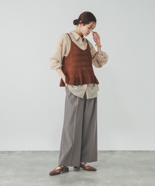 GLOBAL WORK(グローバルワーク)の「ウツクシDRYワイドストレートパンツ/636547(その他パンツ・レディース・チャコールグレー/グレイッシュベージュ/ブラック/ダークブルー/ダークブラウン・S-Long/XX-LARGE/L-Long/LARGE/X-SMALL/MEDIUM/SMALL/M-Long/X-LARGE/XL-Long)」の13枚目の写真