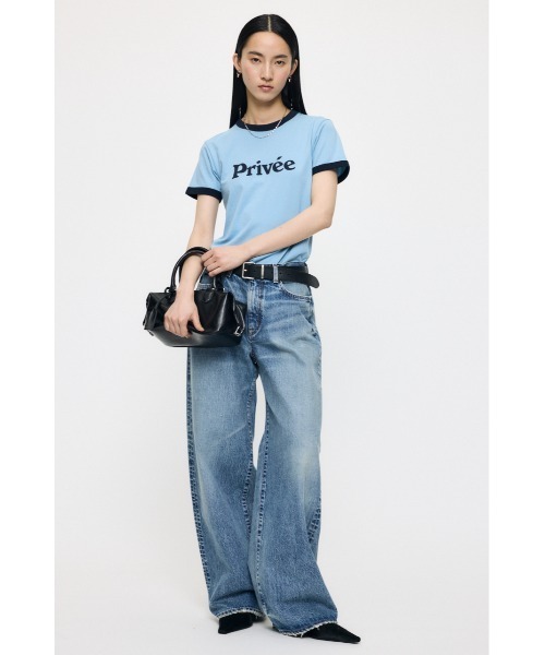 MOUSSY(マウジー)の「PRIVEE RINGER Tシャツ(Tシャツ/カットソー・レディース・ライトイエロー/ネイビー/ブルー・FREE)」の5枚目の写真