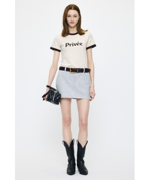 MOUSSY(マウジー)の「PRIVEE RINGER Tシャツ(Tシャツ/カットソー・レディース・ライトイエロー/ネイビー/ブルー・FREE)」の12枚目の写真