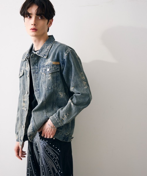 Shoowtime(ショウタイム)の「Vintage like cropped denim jacket / ビンテージライククロップドデニムジャケット(デニムジャケット・メンズ・ブルー・MEDIUM/X-LARGE/LARGE)」の1枚目の写真
