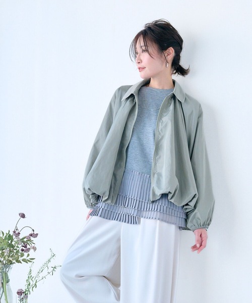 Ehre style(エーレスタイル)の「綺麗め好きへ 艶で格上げ バルーンブルゾン(ブルゾン・レディース・アイボリー/ブラック/カーキ・FREE)」の6枚目の写真