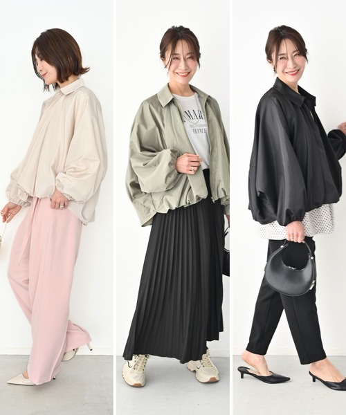 Ehre style(エーレスタイル)の「綺麗め好きへ 艶で格上げ バルーンブルゾン(ブルゾン・レディース・アイボリー/ブラック/カーキ・FREE)」の11枚目の写真