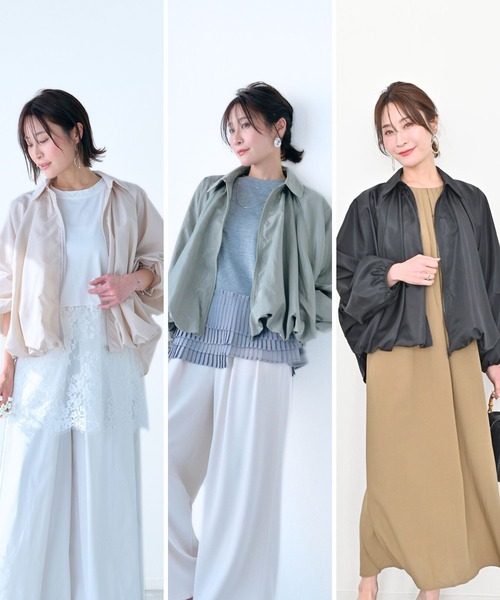 Ehre style(エーレスタイル)の「綺麗め好きへ 艶で格上げ バルーンブルゾン(ブルゾン・レディース・アイボリー/ブラック/カーキ・FREE)」の20枚目の写真