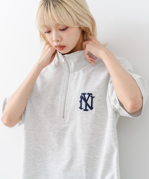 SAVIER(サビアー)の「【SAVIER/サビアー】×【ZERO STAIN/ゼロステイン】【NYロゴ立体刺繍】コラボ ハーフジップ Tシャツ オーバーサイズ 汗染み防止 ストリート・スケーター(Tシャツ/カットソー・メンズ・スミクロ/ホワイト・LARGE/MEDIUM)」の22枚目の写真
