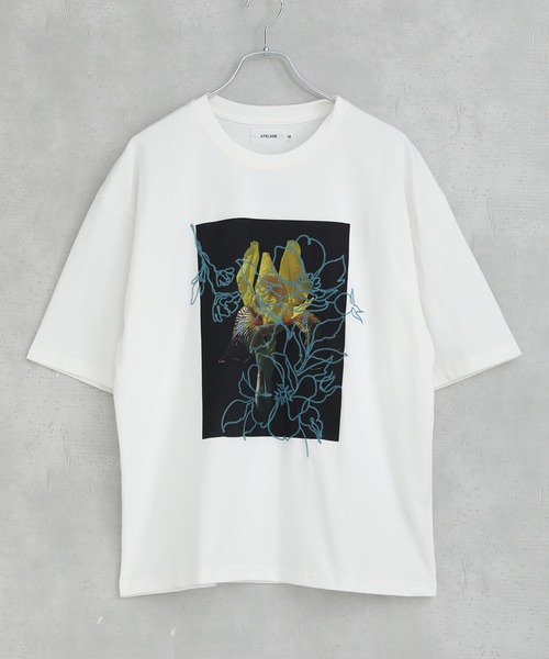 MDR(エムディアール)の「『フラワーフォト刺繍クルーTシャツ』(Tシャツ/カットソー・メンズ・オフホワイト/杢グレー/ブラック・L/M/XL)」の5枚目の写真