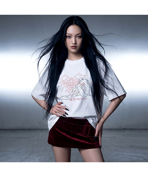 RANDOMOFF（ランダムオフ）の「[ROF x GYEOL] FADED HEART FIGURE T-SHIRT (2color)（Tシャツ/カットソー・レディース・ブラック/ホワイト・SMALL/MEDIUM/LARGE/X-LARGE）」の2枚目の写真