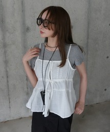 layered pintuck camisole tops /レイヤードピンタックキャミソールトップス