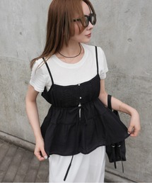 layered pintuck camisole tops /レイヤードピンタックキャミソールトップス