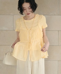 LAULEN（ローレン）の「layered pintuck camisole tops  レイヤードピンタックキャミソールトップス（Tシャツ/カットソー）」