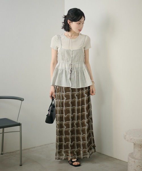 LAULEN（ローレン）の「layered pintuck camisole tops /レイヤードピンタックキャミソールトップス（Tシャツ/カットソー・レディース・グレー/ホワイト/ベージュ/イエロー・FREE）」の22枚目の写真