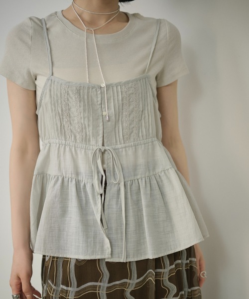 LAULEN（ローレン）の「layered pintuck camisole tops /レイヤードピンタックキャミソールトップス（Tシャツ/カットソー・レディース・グレー/ホワイト/ベージュ/イエロー・FREE）」の21枚目の写真