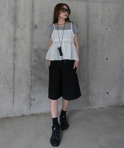 LAULEN（ローレン）の「layered pintuck camisole tops /レイヤードピンタックキャミソールトップス（Tシャツ/カットソー・レディース・グレー/ホワイト/ベージュ/イエロー・FREE）」の14枚目の写真