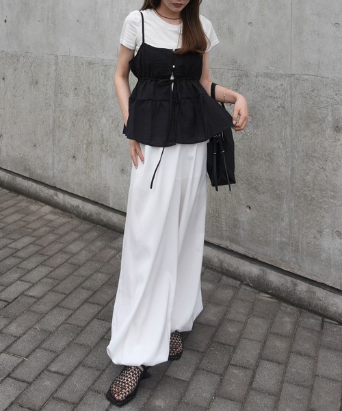 LAULEN（ローレン）の「layered pintuck camisole tops /レイヤードピンタックキャミソールトップス（Tシャツ/カットソー・レディース・グレー/ホワイト/ベージュ/イエロー・FREE）」の9枚目の写真