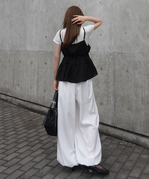 LAULEN（ローレン）の「layered pintuck camisole tops /レイヤードピンタックキャミソールトップス（Tシャツ/カットソー・レディース・グレー/ホワイト/ベージュ/イエロー・FREE）」の7枚目の写真
