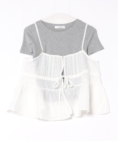LAULEN（ローレン）の「layered pintuck camisole tops /レイヤードピンタックキャミソールトップス（Tシャツ/カットソー・レディース・グレー/ホワイト/ベージュ/イエロー・FREE）」の12枚目の写真