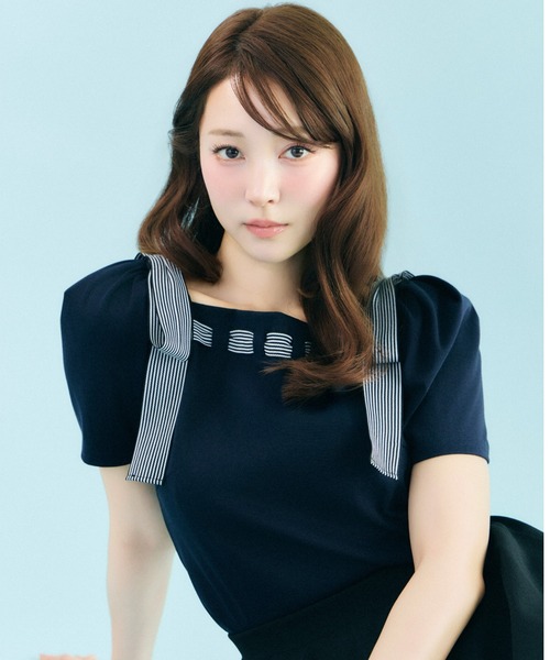 【新品未使用】CELFORDセルフォード♪ 【洗える】ショルダーリボンカットソー セール】【洗える】ショルダーリボンカットソー（Tシャツ/カットソー