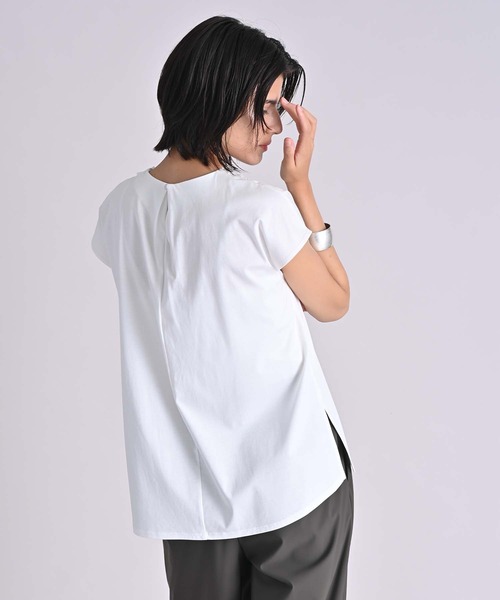 RAW FUDGE(ローファッジ)の「シルケット天竺フリルフレンチTシャツ(Tシャツ/カットソー・レディース・ピンク/オフホワイト/ブラック・M)」の8枚目の写真