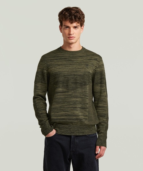 G-STAR(ジースター)の「3D Biker Knit Pullover/デザイン編みクルーネックニットセーター(ニット/セーター・メンズ・グリーン系その他/ブルー系その他・MEDIUM/X-LARGE/SMALL/LARGE/X-SMALL)」の2枚目の写真