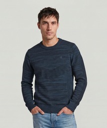 3D Biker Knit Pullover/デザイン編みクルーネックニットセーター