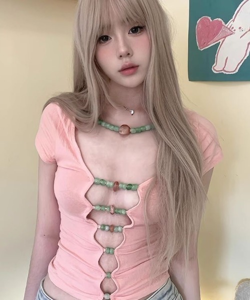 ViViDAY(ビビデー)の「ビーズストラップショットtシャツ(Tシャツ/カットソー・レディース・ピンク・M)」の17枚目の写真