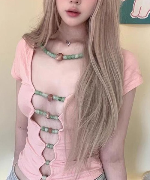 ViViDAY(ビビデー)の「ビーズストラップショットtシャツ(Tシャツ/カットソー・レディース・ピンク・M)」の16枚目の写真