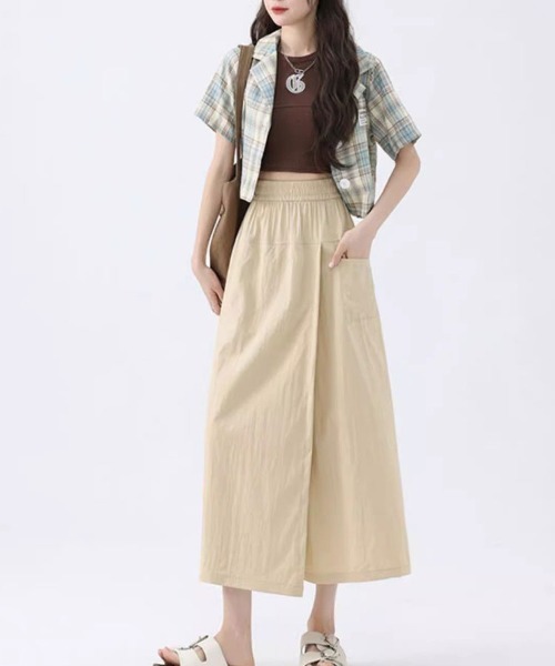 Flugge（フラッジー）の「ラップスカート風ワイドパンツ（スカート・レディース・ベージュ/ブラック・MEDIUM/LARGE）」の7枚目の写真