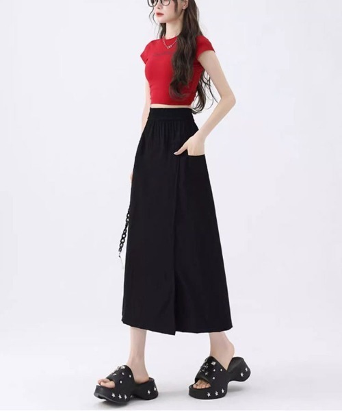 Flugge（フラッジー）の「ラップスカート風ワイドパンツ（スカート・レディース・ベージュ/ブラック・MEDIUM/LARGE）」の9枚目の写真