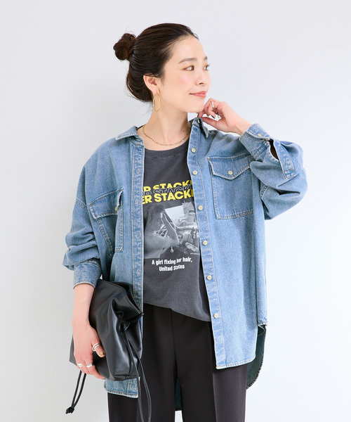B.C STOCK(ベーセーストック)の「《追加》ウォッシャブル / デニムワーカーシャツ 2(シャツ/ブラウス・レディース・ブルー・FREE)」の13枚目の写真