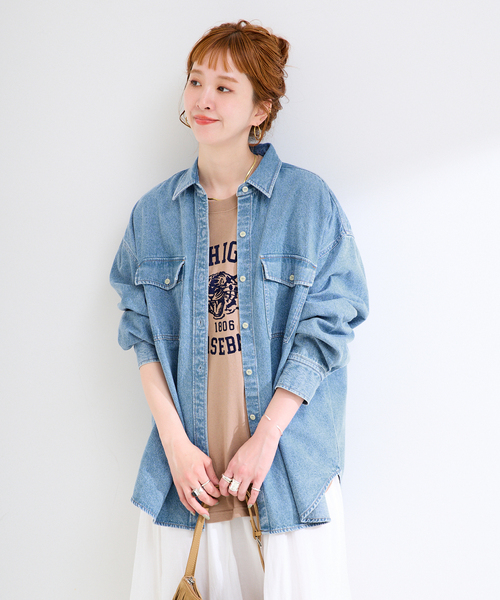 B.C STOCK(ベーセーストック)の「《追加》ウォッシャブル / デニムワーカーシャツ 2(シャツ/ブラウス・レディース・ブルー・FREE)」の20枚目の写真