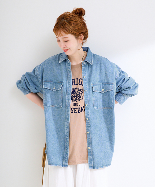 B.C STOCK(ベーセーストック)の「《追加》ウォッシャブル / デニムワーカーシャツ 2(シャツ/ブラウス・レディース・ブルー・FREE)」の21枚目の写真