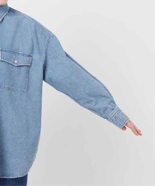 B.C STOCK(ベーセーストック)の「《追加》ウォッシャブル / デニムワーカーシャツ 2(シャツ/ブラウス・レディース・ブルー・FREE)」の4枚目の写真