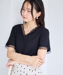 VIS（ビス）の「レーストリムVネックTシャツ/汗ジミ加工（Tシャツ/カットソー）」