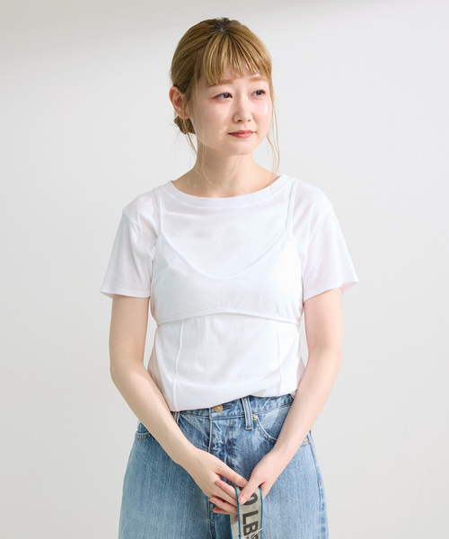 B.C STOCK(ベーセーストック)の「《2枚セット》手洗い可 / *MAI.M. BRA SET SHEER TEE(Tシャツ/カットソー・レディース・ブラック/ホワイト・FREE)」の22枚目の写真