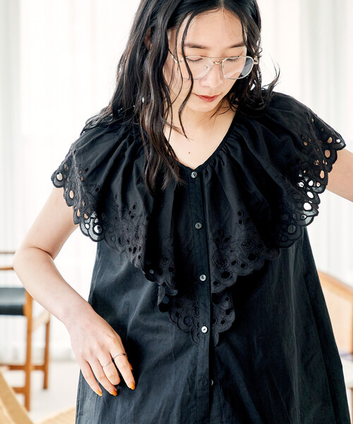 FREAK'S STORE(フリークスストア)の「ラッフル ノースリーブブラウス(シャツ/ブラウス・レディース・ブラック/オフホワイト・フリ-)」の20枚目の写真